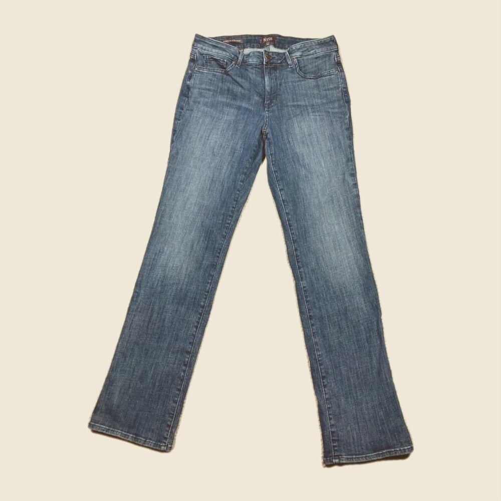 NYDJ Jeans Womens 10 Blue Marilyn Straight Lift Tuck Stretch 31 x 32